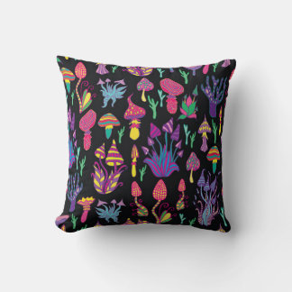 Bright,hallucinogenic,decorative,fantastic mushroo cushion