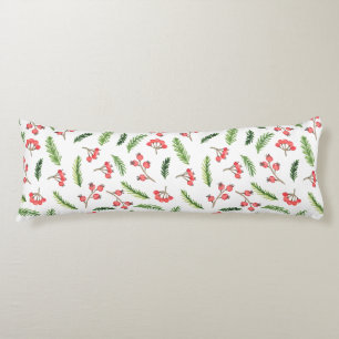 Bright Hand Drawn Christmas Mistletoe Pattern Body Cushion