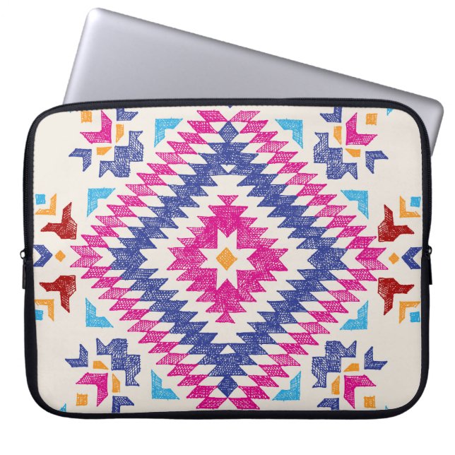 Bright Hand-Drawn Tribal Design Element. Laptop Sleeve (Front)