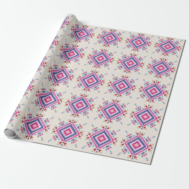 Bright Hand-Drawn Tribal Design Element. Wrapping Paper (Unrolled)