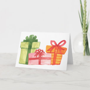 Bright Hand Drawn Watercolor Gift Package Pattern Card