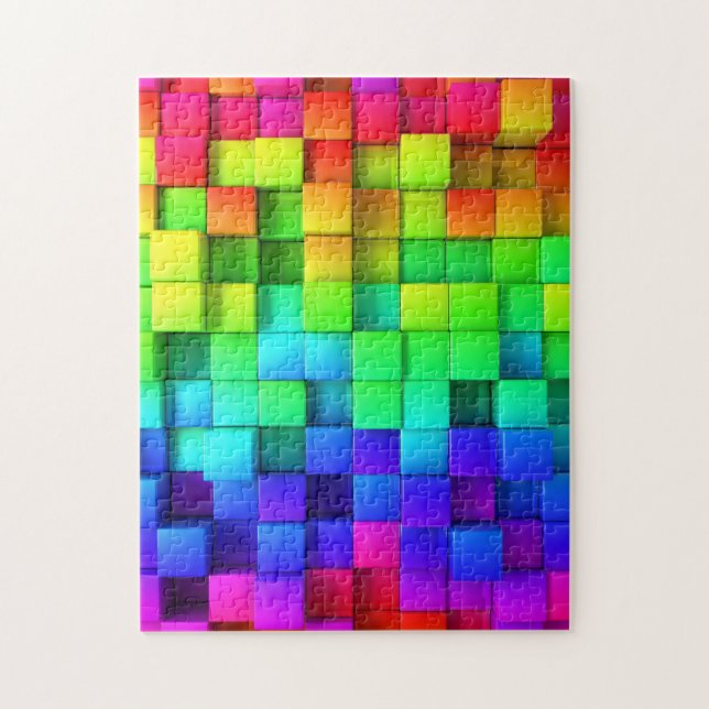 Bright Happy Abstract Neon Colour Blocks Gift Jigsaw Puzzle (Vertical)
