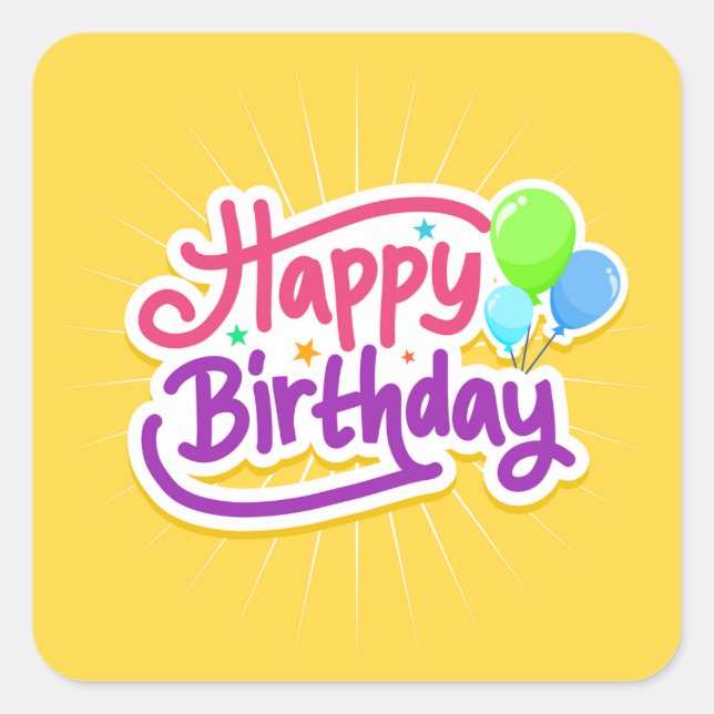 Bright Happy Birthday Sticker (Front)