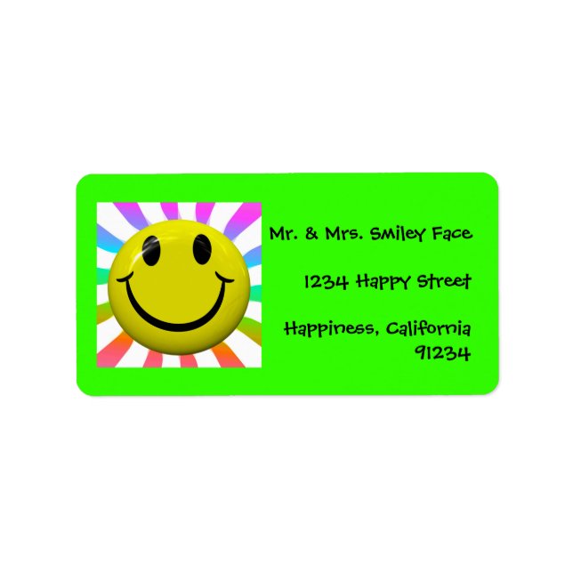 Bright Happy Face Labels (Front)