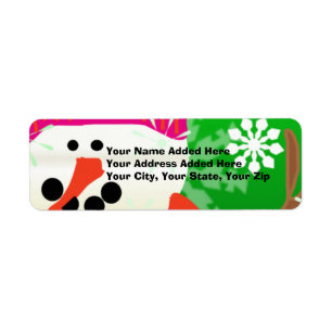 Bright Happy Snowman Return Address Labels