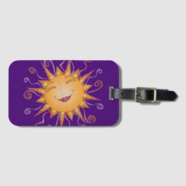 Bright Happy Sunburst Luggage Tag (Front Horizontal)