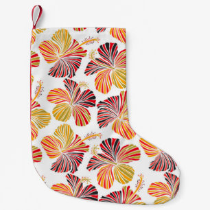 Bright hawaiian design with tropical plants and hi small christmas stocking