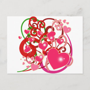 Bright Hearts and Scrolls for Lovers Postcard