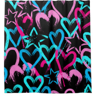 Bright hearts and stars, seamless pattern. shower curtain