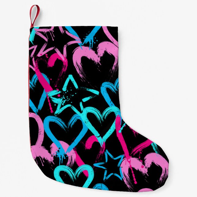Bright hearts and stars, seamless pattern. small christmas stocking (Front)
