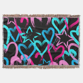 Bright hearts and stars, seamless pattern. throw blanket