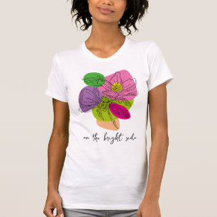 Bright Hibiscus Flower Line Art T-Shirt