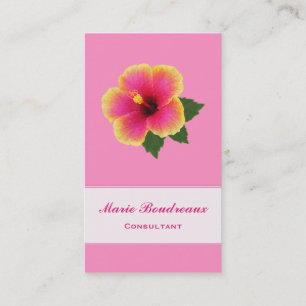 Bright Hibiscus on Pink Business Card