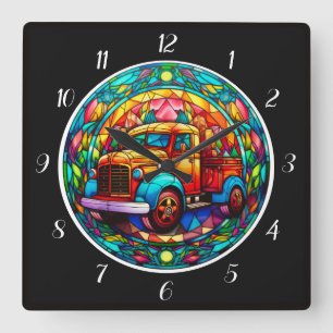 Bright Holiday Truck Square Wall Clock