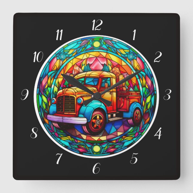 Bright Holiday Truck Square Wall Clock (Front)