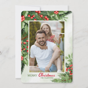 Bright Holly Photo Holiday Card