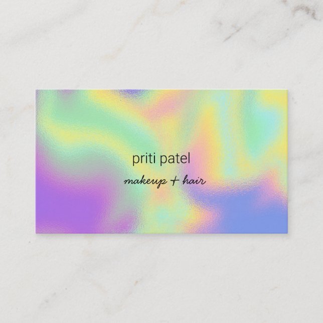 Bright Holographic Makeup Hair Lash Nail Beauty Bu Business Card (Front)