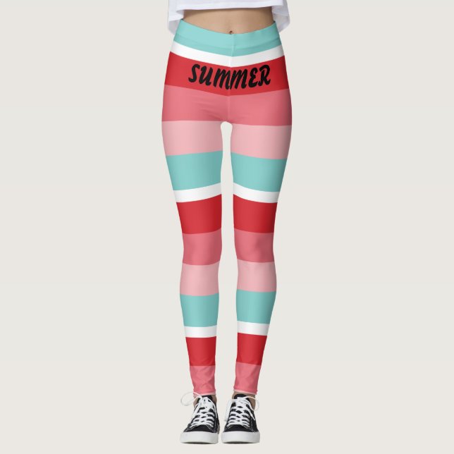 Bright Horizontal Striped  Leggings (Front)