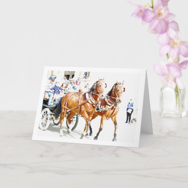 Bright Horse Carriage Portrait Card (Orchid)