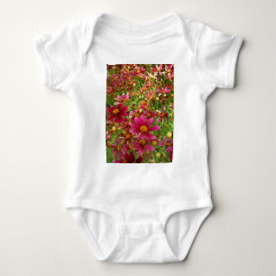 Bright Hot Pink and Yellow Daisy flowers Baby Bodysuit