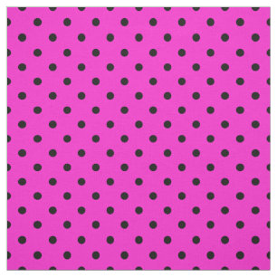 Bright Hot Pink Black Spotty Polka Dot Pattern Fabric