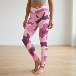 Bright Hot Pink Camouflage Yoga Leggings
