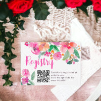 Bright hot pink fall floral script bridal registry