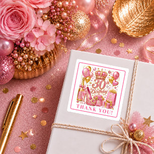 Bright Hot Pink Glitter 30th Birthday Stickers