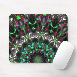 Bright hue on dark in medallion-style kaleidoscope mouse pad