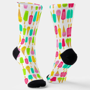 Bright Ice Cream Popsicles Pattern Socks