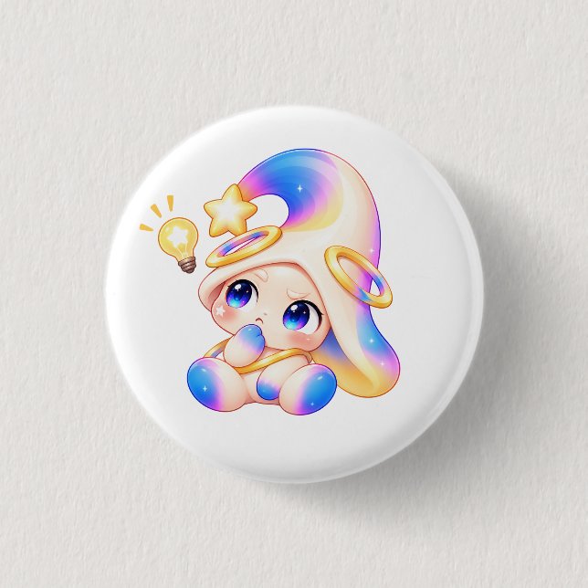 Bright Idea Pastel Lightbulb Button - Creative Pin (Front)