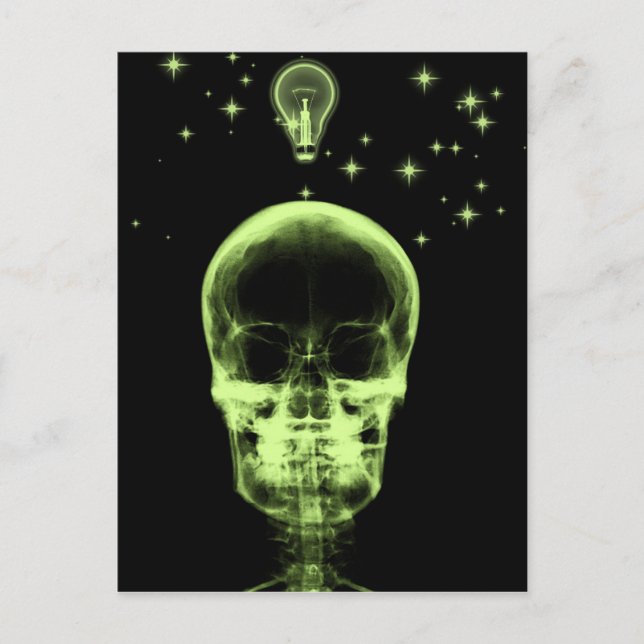 Bright Idea X-Ray Skeleton - Lime Green Postcard (Front)