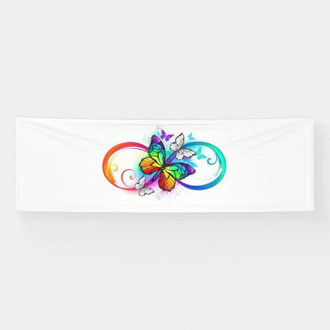 Bright infinity with rainbow butterfly banner (Horizontal)