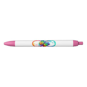 Bright infinity with rainbow butterfly black ink pen