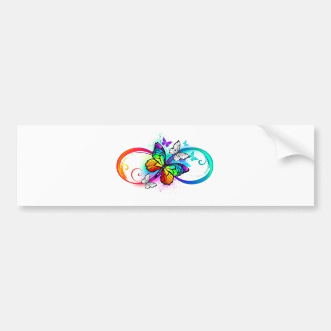 Bright infinity with rainbow butterfly bumper sticker (Front)