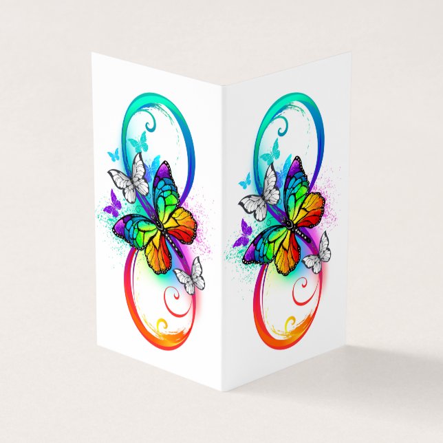 Bright infinity with rainbow butterfly  business card (Outside)