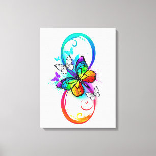 Bright infinity with rainbow butterfly  canvas print