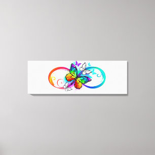 Bright infinity with rainbow butterfly canvas print