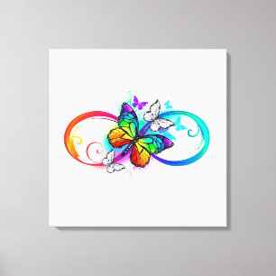Bright infinity with rainbow butterfly  canvas print