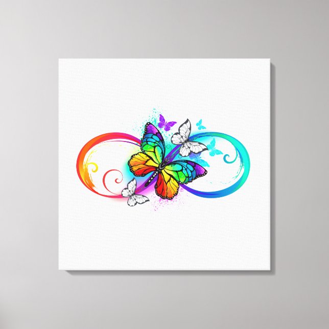 Bright infinity with rainbow butterfly  canvas print (Front)