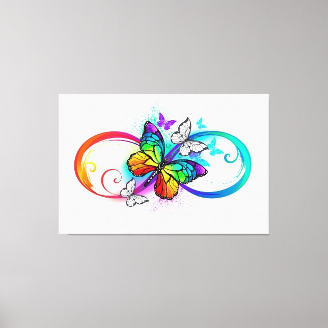 Bright infinity with rainbow butterfly canvas print (Front)
