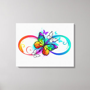 Bright infinity with rainbow butterfly canvas print
