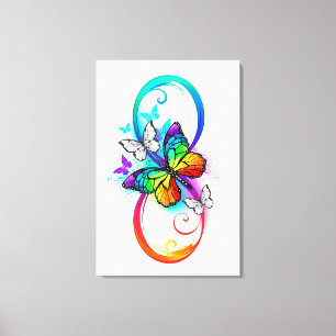 Bright infinity with rainbow butterfly canvas print