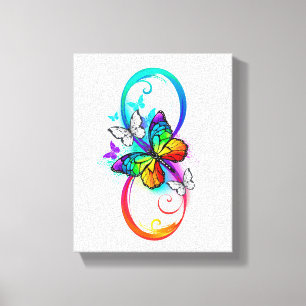 Bright infinity with rainbow butterfly canvas print