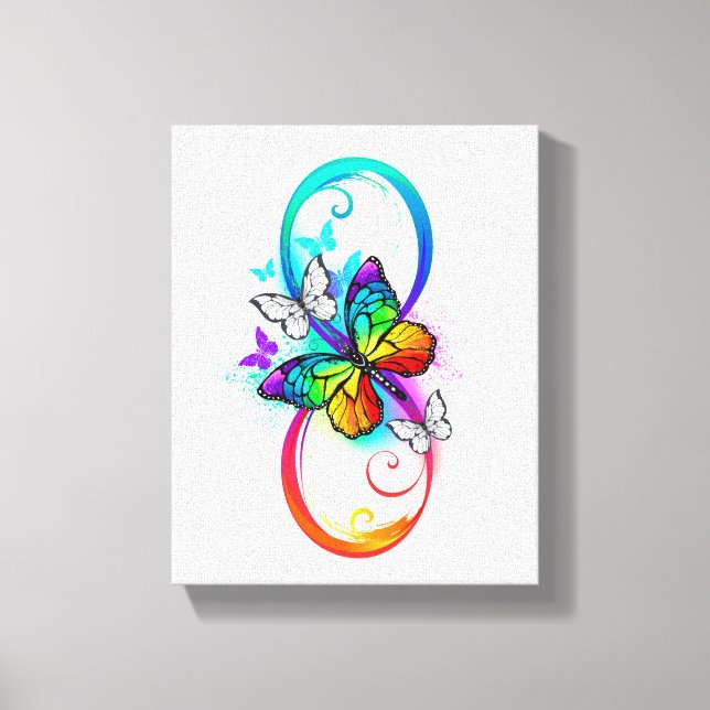 Bright infinity with rainbow butterfly  canvas print (Front)