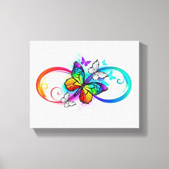 Bright infinity with rainbow butterfly canvas print (Front)