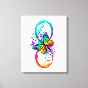 Bright infinity with rainbow butterfly canvas print