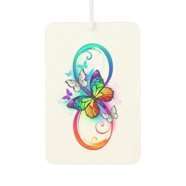 Bright infinity with rainbow butterfly car air freshener (Front)