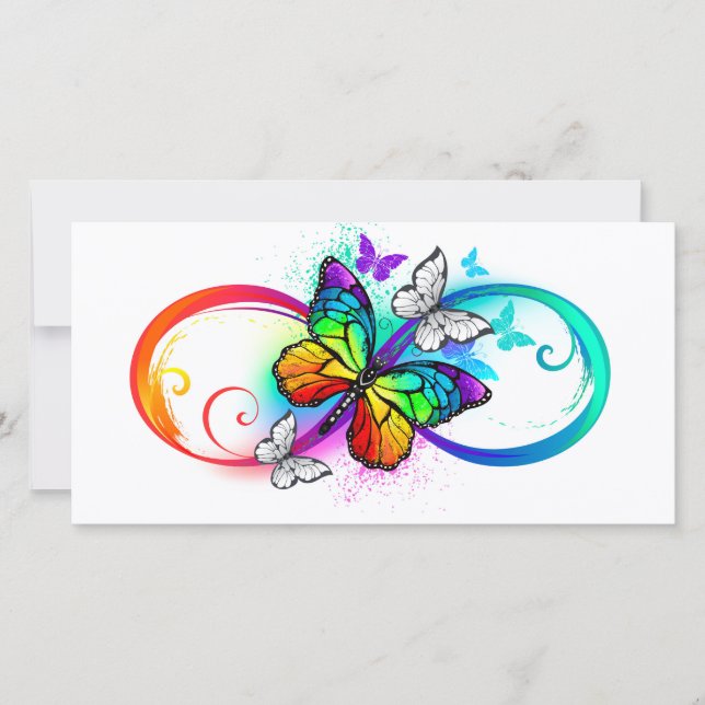 Bright infinity with rainbow butterfly card (Front)