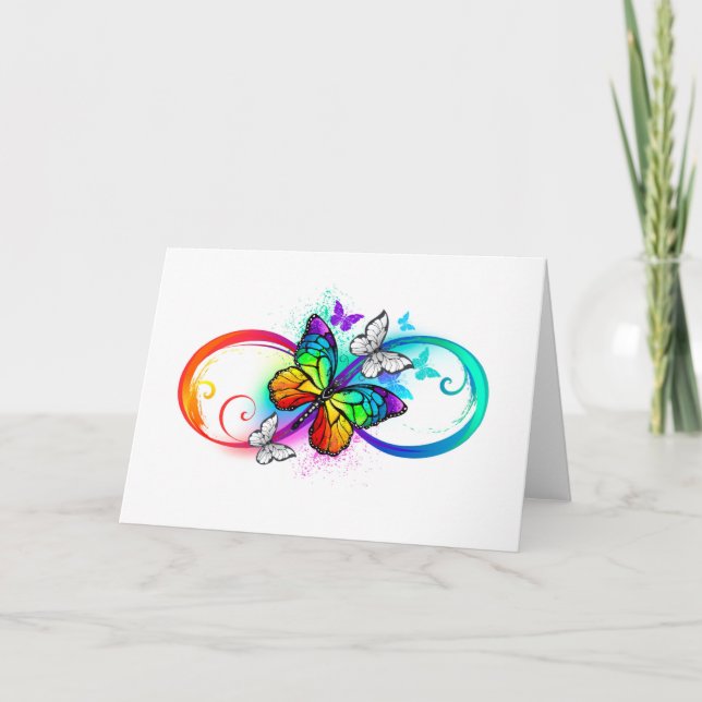 Bright infinity with rainbow butterfly card (Front)